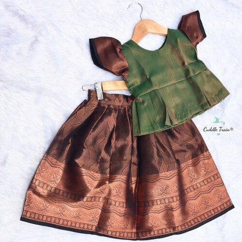 Verdant Glow - Silk Skirt and Peplum Shirt Set