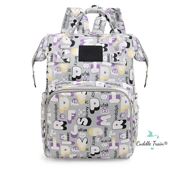 Letters Grey  - Diaper Bag