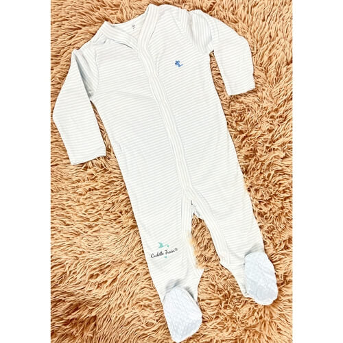 Horizontal Blue Stripes-Sleep suit(12-18M)