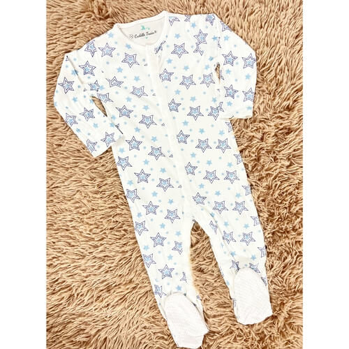 Blue Overlap Stars-Sleep suit