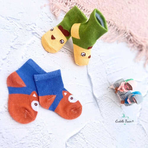 Baby Socks (pack of 2) -Green Brown (0-12 Months)