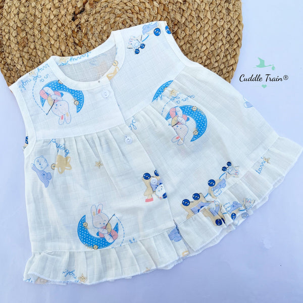 Bunny over- Muslin Frill Frock(0-3M)