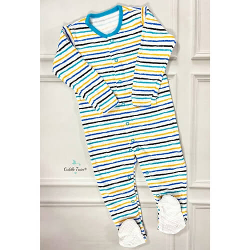 Broad Multicolour Stripes - Sleepsuit