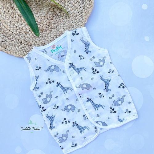 Elephant & Giraffe-Sleeveless Jabla(6-12M)