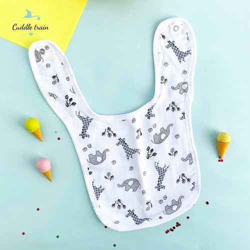 Elephant & Giraffe Grey-Snap on Bib(s)