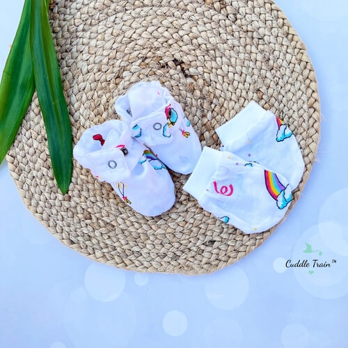 Rainbow-Mitten &amp; Booties(0-6m)
