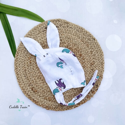 Mermaid Violet-Baby Bonnet Caps(0-6M)