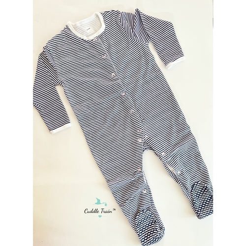 Blue &amp; White Stripes-Sleepsuits