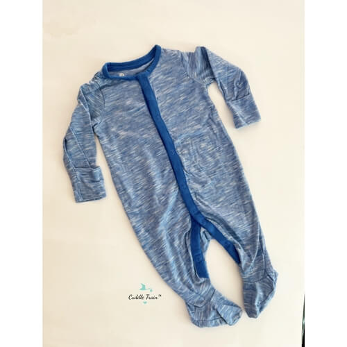 Blue Textured stripes-Sleepsuits(0-3M)