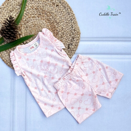 Baby Pink Stars-Shorts &amp; Tees set