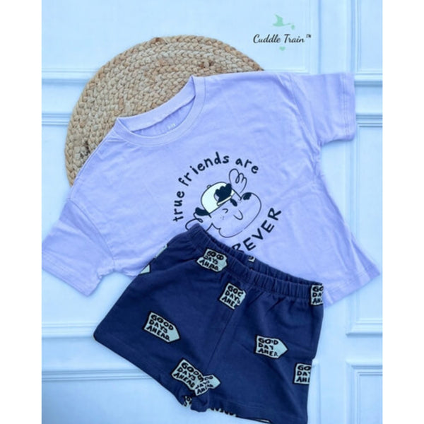Friends Forever(Greyish Blue & Purple)-Relax Fit set