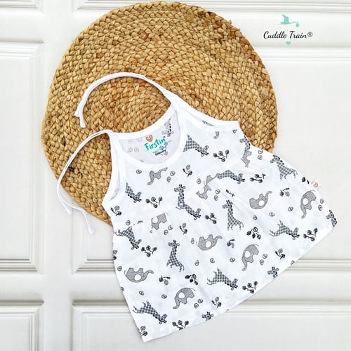 Elephant & Giraffe - Muslin Knot Frock(0-3M)