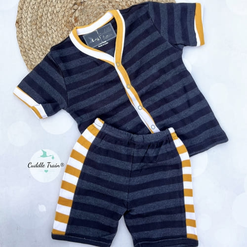 Black Stripes - Half sleeves Jabla &amp; Shorts set