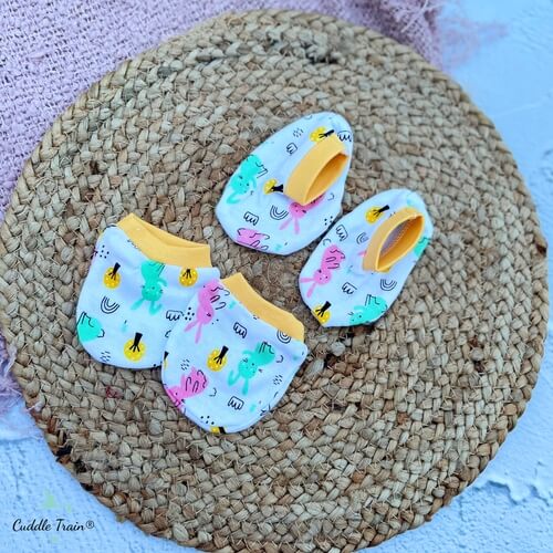 Color Bunny-Mitten &amp; Booties Sets(0-6m)