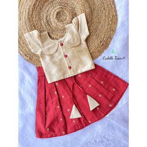 Pan Collar Shirt &amp; Butta Skirt Set