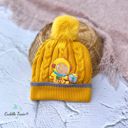 Astro Pompom Yellow  - Woolen Cap