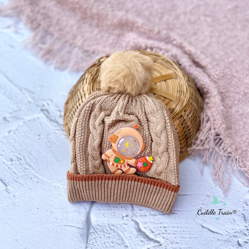 Astro Pompom Beige - Woolen Cap