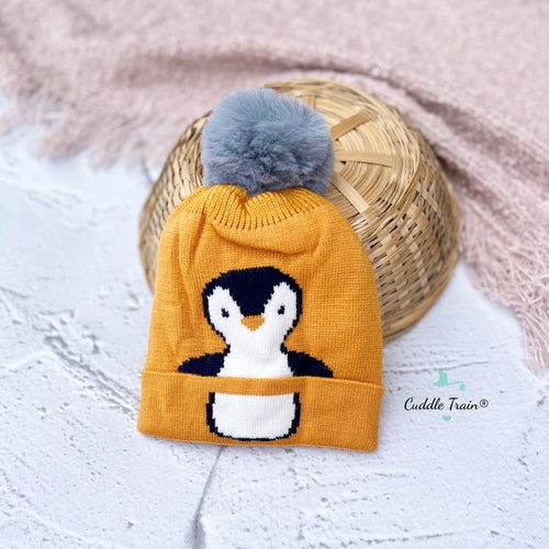 Penguin Pompom - Woolen Cap(Yellow)