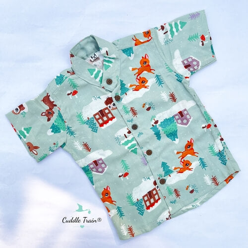 Deer and Snow - Cool Cotton Shirt