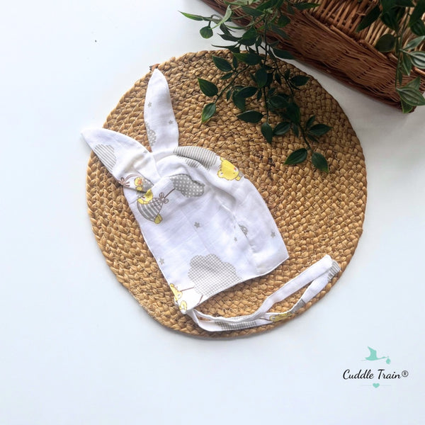 Yellow Bear-Muslin Bonnet Caps(0-3M)