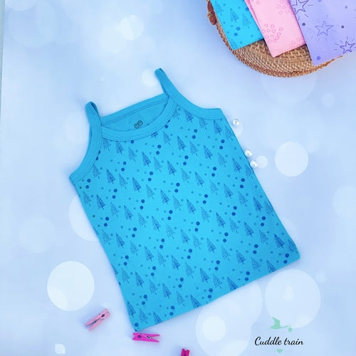 Pine(Solid Blue)-Spaghetti Tops