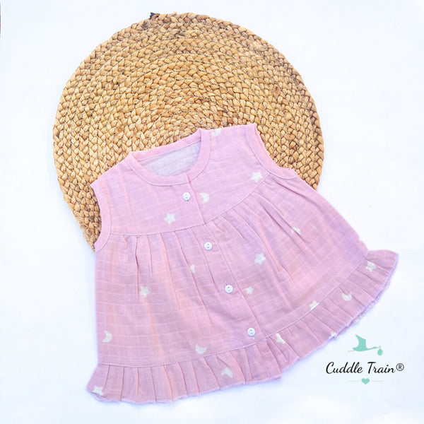 Pink dress with heart patterns on a white background