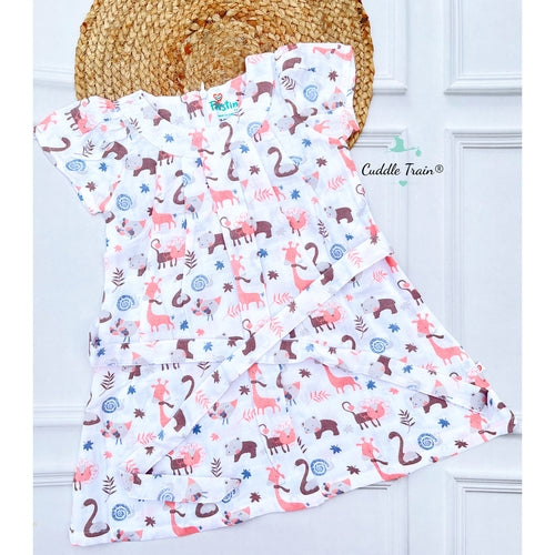 Floral patterned blanket with 'Cuddle Train' branding on a white background