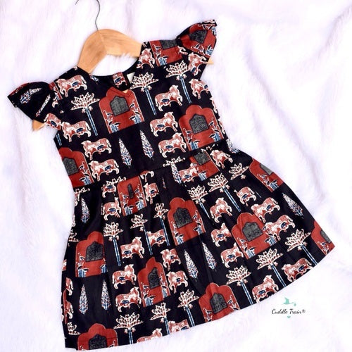Temple Motif-Twirlies Cotton Frock