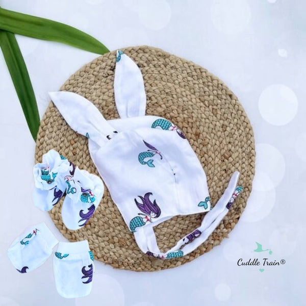 Mermaid Violet-Mitten &amp; Booties(0-6m)