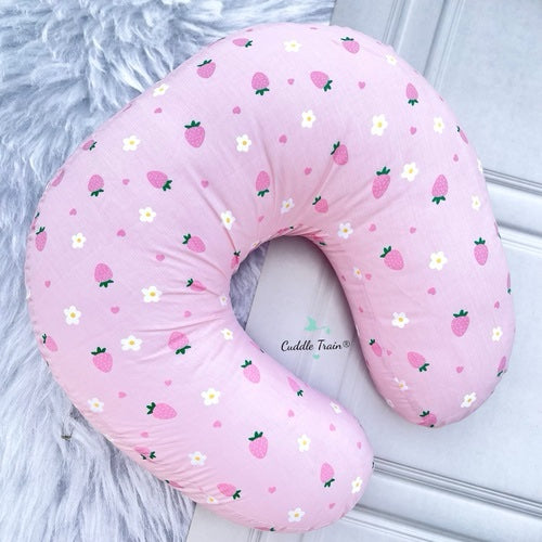 Pink Base Strawberries - Feeding Pillow
