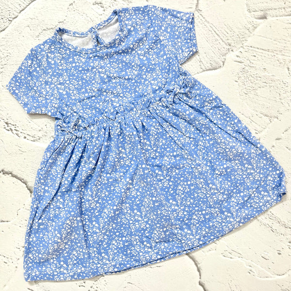 Blue Floral -Cotton Back Button
